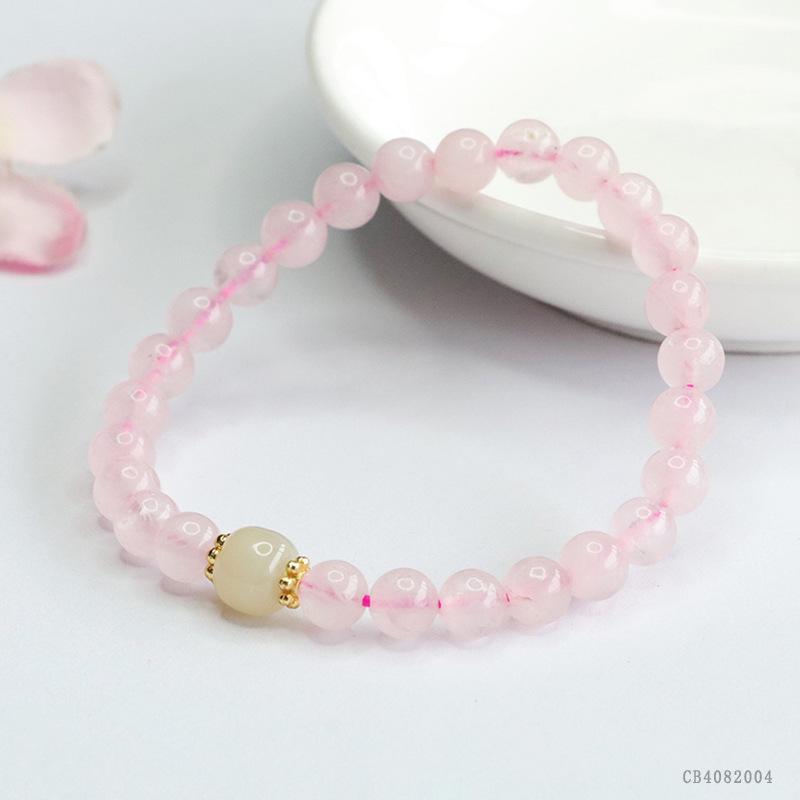 Juanyu Pink Crystal & Nephrite Jade Women's Bracelet