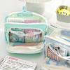 Macaron Color Pencil Case Pen Bag Dual Layer Front Open Pocket Storage Pouch for Stationery School