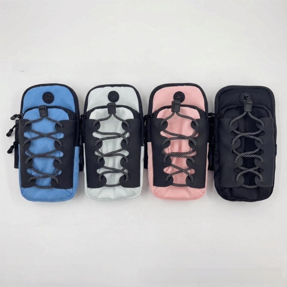 Double Zipper Sports Arm Bag Reflective Cord Trim Outdoor Pouch Reusable Wrist Pouch  Cycling