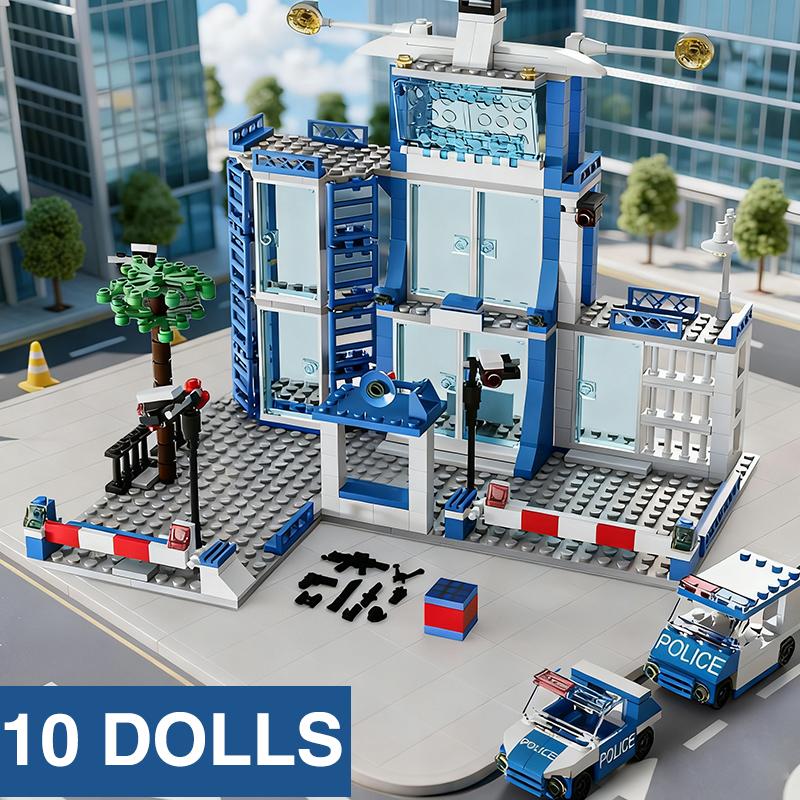 SWAT Police Station Military City Model Set Prison Car Policeman Figures Building Blocks DIY Toy for Kids Boys Christmas Gift