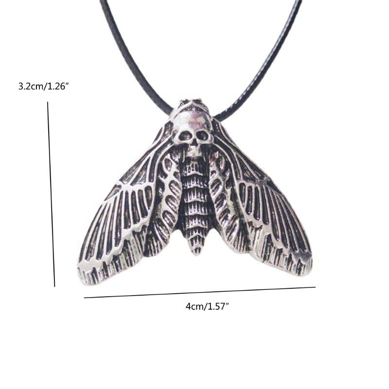 Personalized Big Skull Moth for Head Necklace Pendant Choker Jewelry Decoration Accessories Gift for Women Man Boys Girl