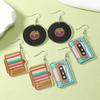 Retro Music Festival Acrylic Drop Earrings – Record Player & Radio Design