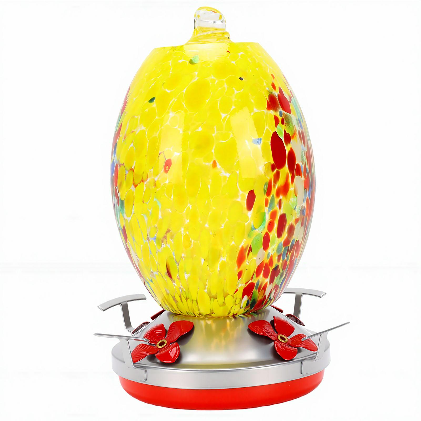 Blown Glass Hummingbird Feeder Bee Proof Outdoor Hanging Hummingbird Feeder for Garden Decoration