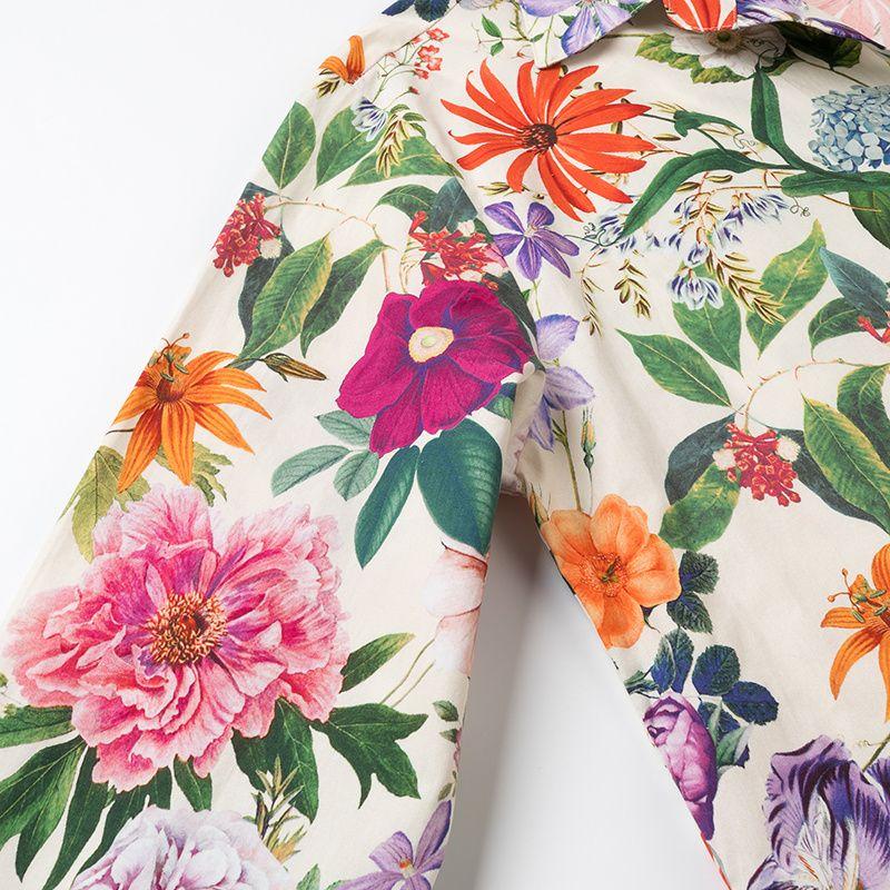 Jnleaog Autumn New Women's Clothing Fashion Style Stylish Florals Print Poplin Shirt 2945216