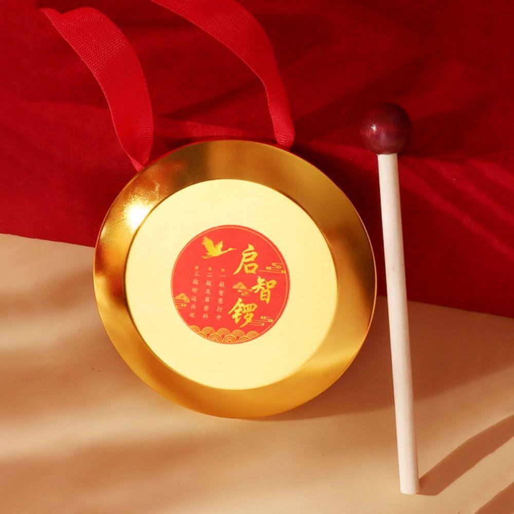 

Chinese Style Small Gongs Drums Set Copper Gongs Children Toy for Photography Props 1 Set