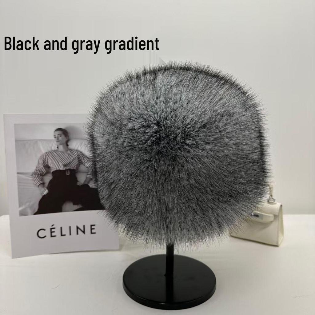 Nová plstěná plochá čepice s liščím kožichem a ochranou uší – Silná, plyšová a teplá na podzim a zimu