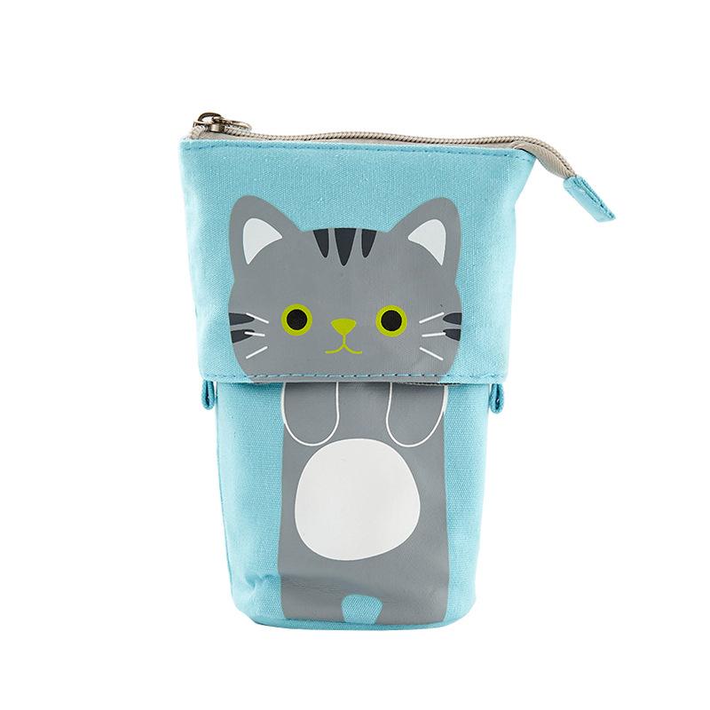 Cute Large Capacity Retractable Pencil Case Kawaii Pen Box Girls Cosmetic Storage Bag