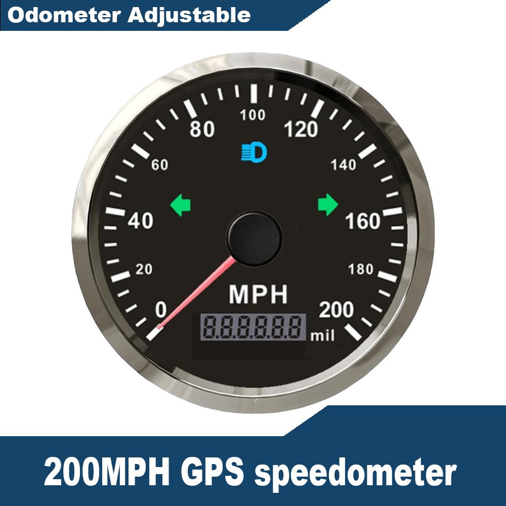 Waterproof 85mm GPS Speedometer 0-125 MPH 0-160 MPH 0-200 MPH for Snowmobile Motorcycle ATV UTV Total Mileage Adjustable 12V 24V