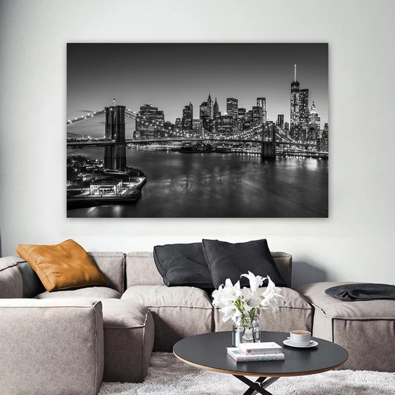 New York City Manhattan Posters Night Views Decorative Painting Wall Art Pictures Living Room Building Canvas Prints Home Decor