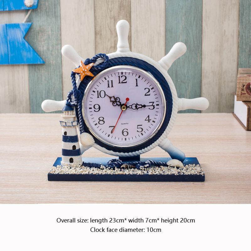 Mediterranean Style Desktop Clock Ornaments European Living Room Bedroom Bedside Desk Clock Office Desktop Home Creative Clock