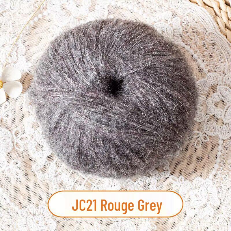 Medium-Thick Sparkly Mohair & Wool Soft Hand-Knitting Yarn Skein