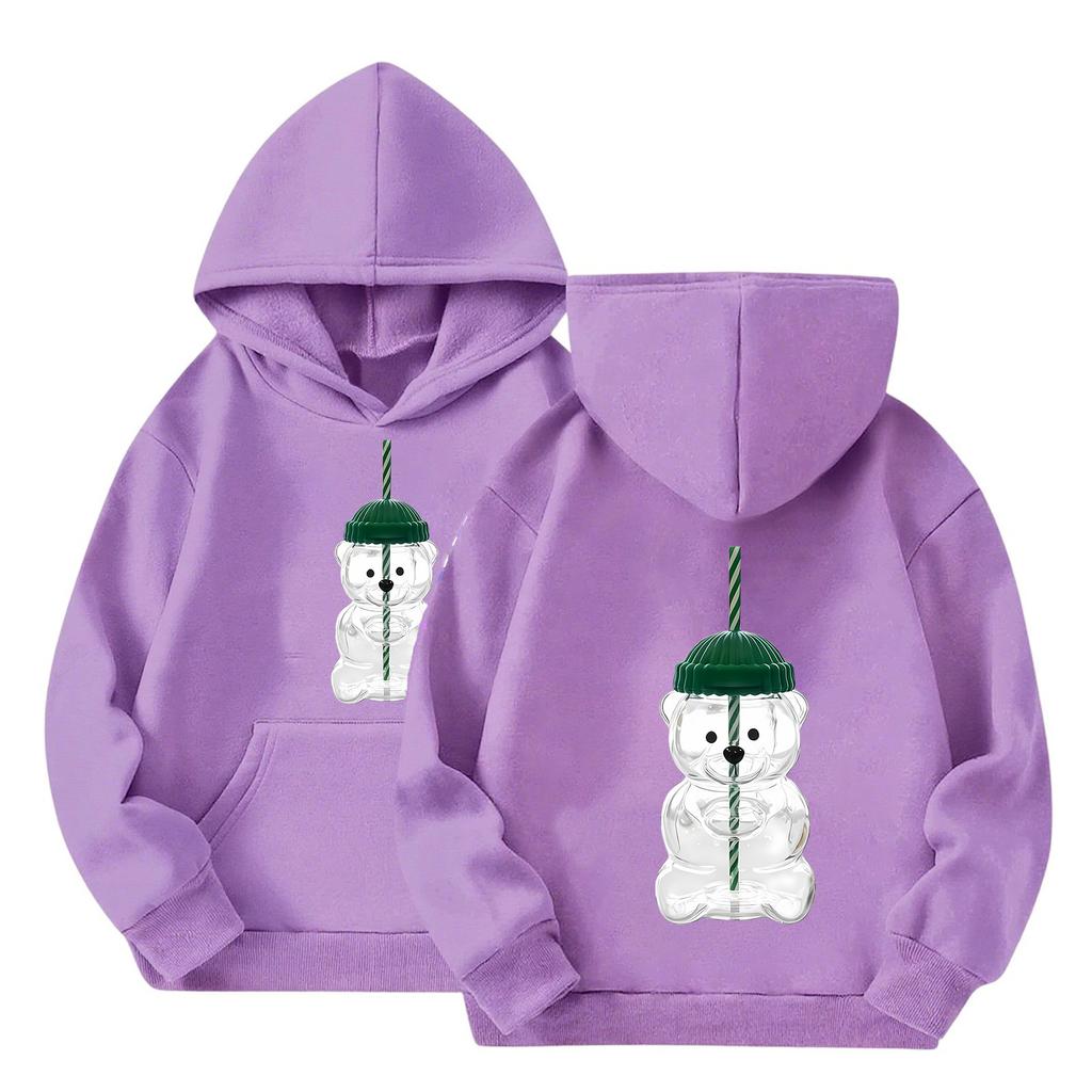 Children's Hoodies Loose Solid Color Hooded Sports Shirt Fashionable Sports Shirt