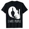 Cat Shadow I Hate People Middle Finger TShirt Humor Funny Kitty Graphic Outfit Short Sleeve Blouses Gifts Sarcastic