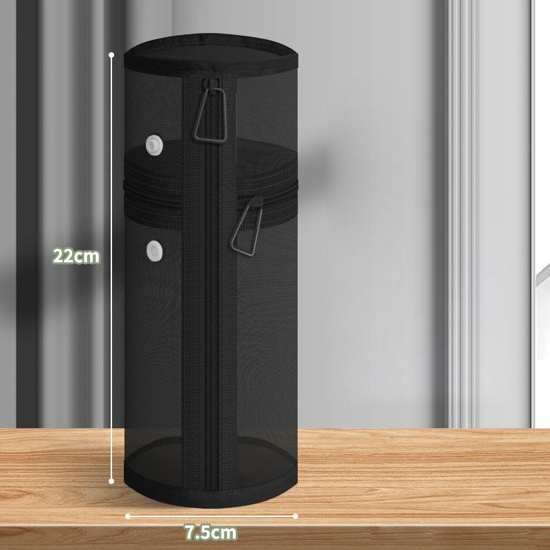 Mesh Dual-Use Makeup Brush Storage Bag Portable Brush Case Simple Large Capacity Brush Bucket Holder Travel Stand-Up Pouch