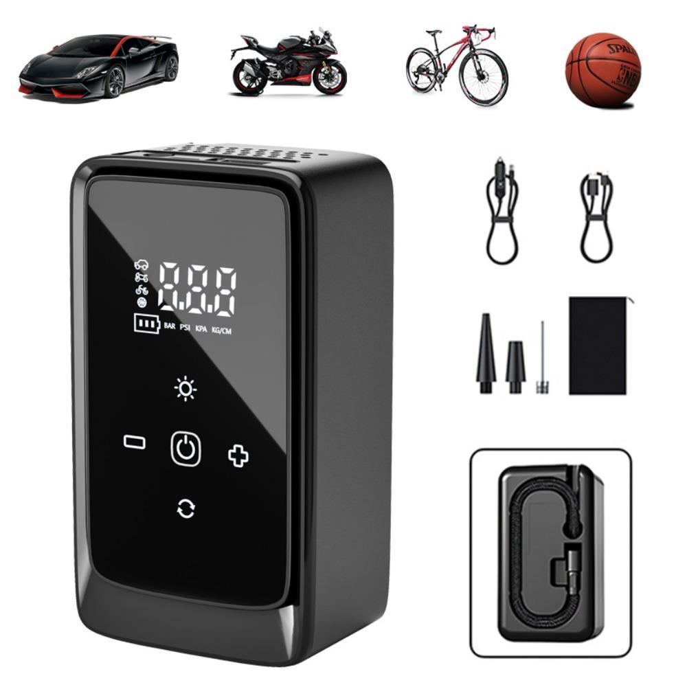 

LED Display Wireless Tire Inflator With LED Light Rechargeable Air Pump Car Accessories чорний