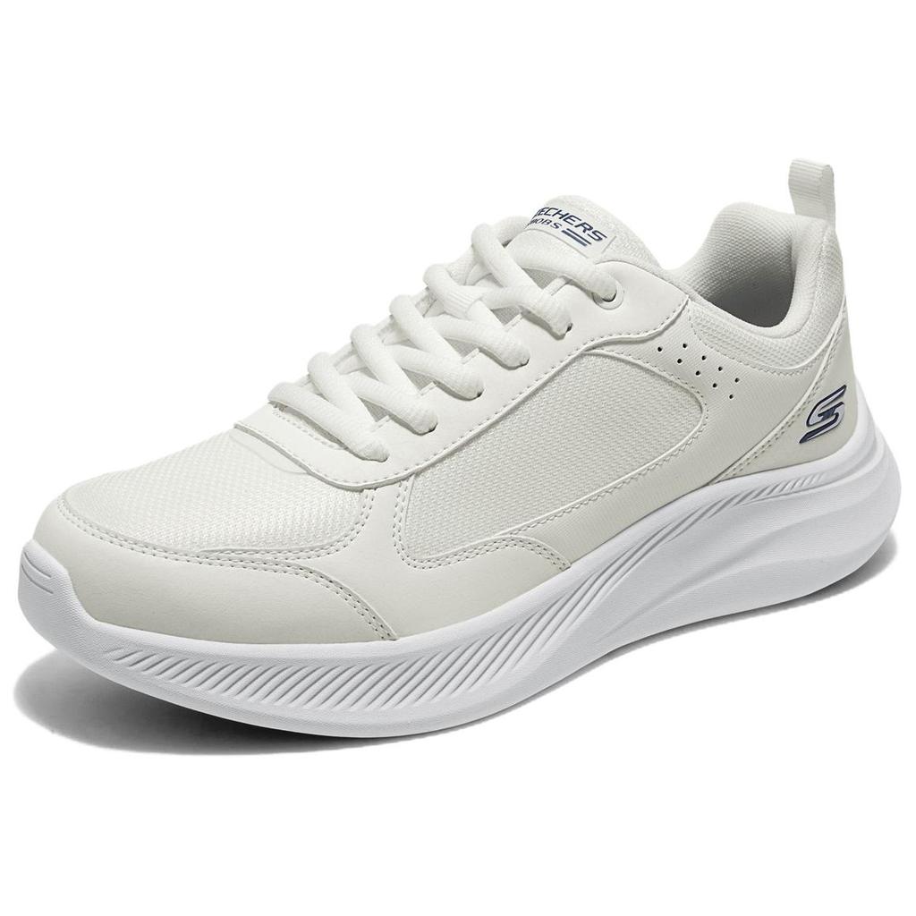 Skechers Bobs Moda Flex PU Mesh Comfortable Lightweight Breathable Supportive Lightweight Rebound Low Top Casual Shoes Men Sneaker White 118157-WHT
