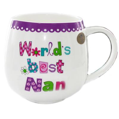[Q7220] - Porcelain Mug 'Messages' (World's Best Nan) - 10x7. 5cm