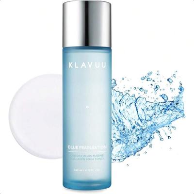 KLAVUU Blue PEARLSATION ONE Day 8 Cups Marine Collagen Aqua Toner 140ml - Deeply Hydrating & Soothing For Skin Radiance