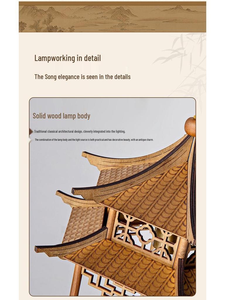 Song Dynasty Aesthetic Lamp: Hexagonal Pavilion Chandelier for Tea Room or Zen Restaurant