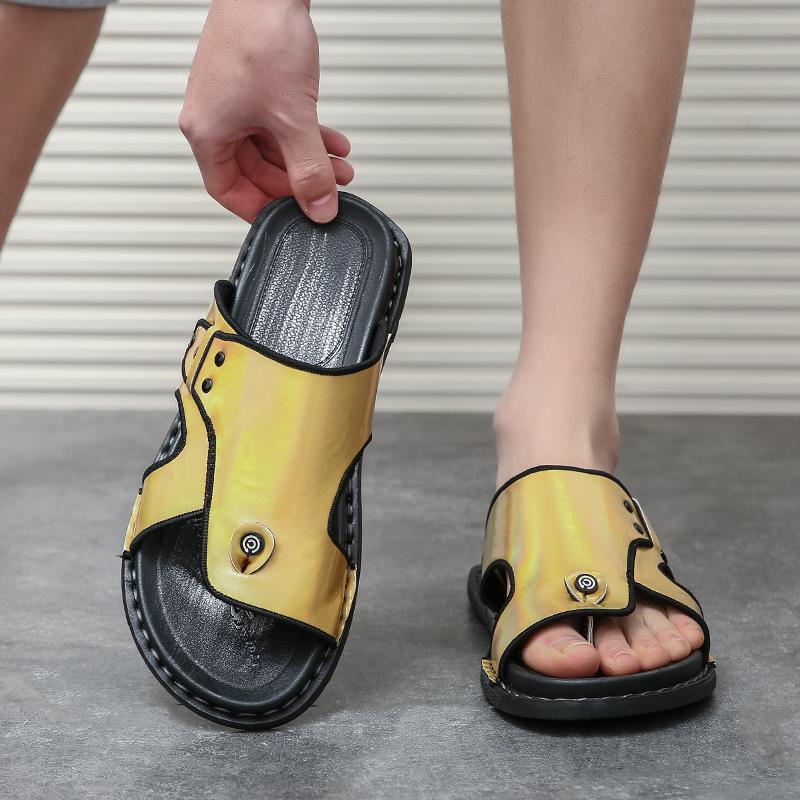 Fashion Summer Men Sandals European American Casual Flat Heel Breathable Comfortable Fashionable Beach Sandals Sizes 39-47 Men Sandals