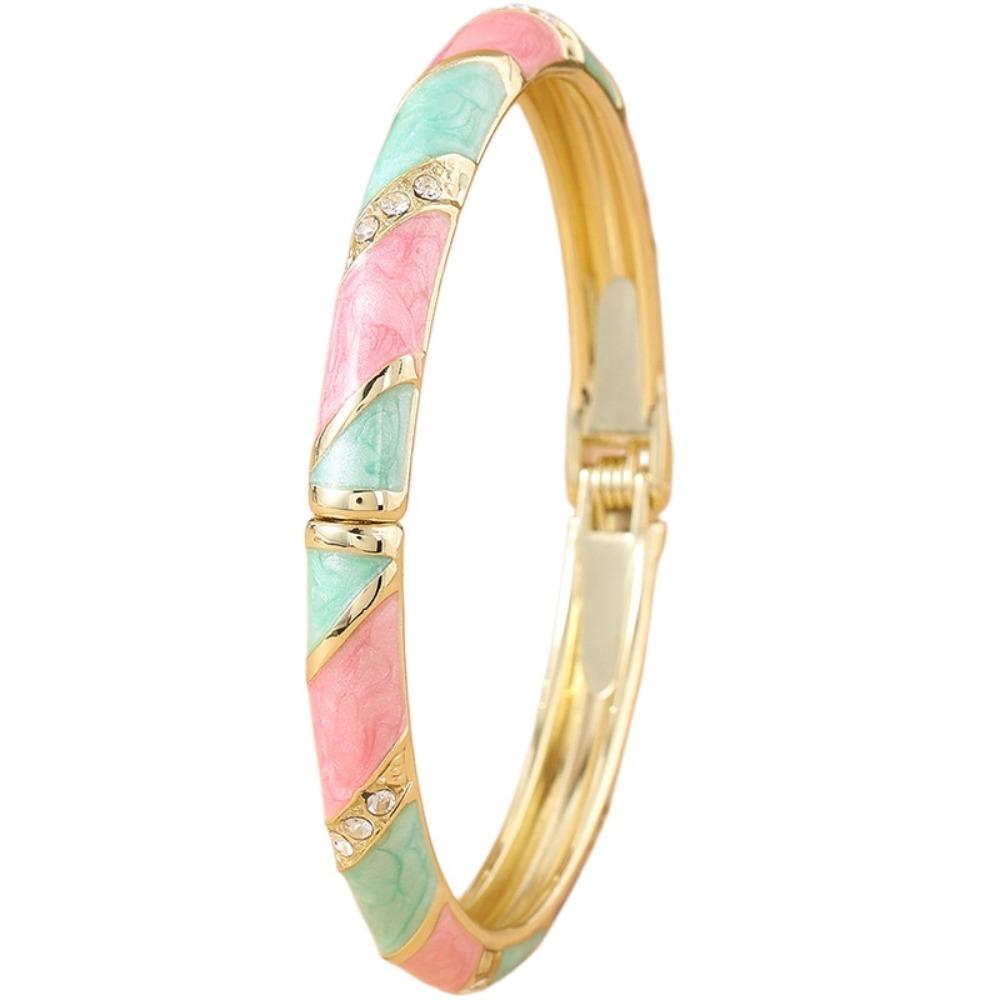 Enamel Vintage Cloisonne Bangle Lines Shape Women's Hand Bracelet Chinese Crystal Bangle Ladies