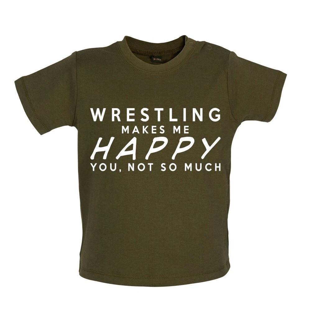 

Wrestling Makes Me Happy - Baby Kids Boys Girls Unisex T-Shirt / Romper - Wrestler Funny Sumo Greco 140