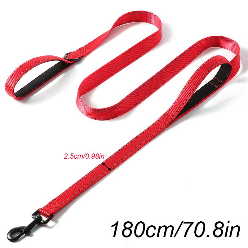 1.8m Two Handle Heavy Duty Nylon Dog Leash For Training Control Guard Rope Walking Cat Dog Harness Lead Reflective Night Safety
