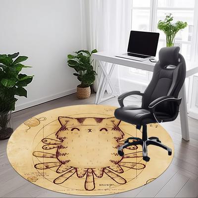 1pc Cute Cat Office Round Area Rug, Under Office Chairs Bedroom Living Room Home Decor, Room Deco, Available In Various Sizes