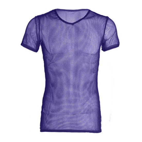 Men V-Neck Color Short Sleeve Hollow Tops Breathable Casual Style Tops