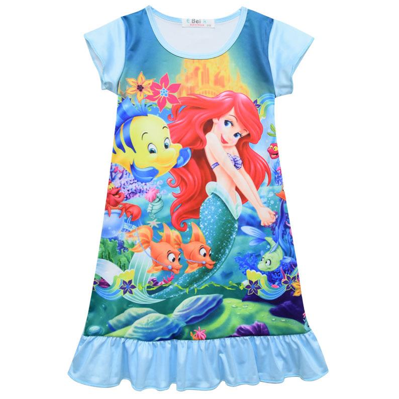 

Dress, Mermaid Cartoon Digital Printing Ice Silk Short Sleeve Pajamas Pajamas Homewear Skirt 0209 100