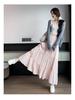White A-line High Waist Pleated Long Skirt for Women - Spring/Summer 2026 Slimming Petite Layered Umbrella Design