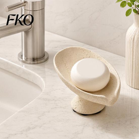 Lotus Leaf Soap Dish Holder, Self Draining Box, Elegant Nordic Style Decorative Container, for Home Bathroom Countertop Non Slip