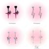 Design A Dark, Niche, Retro Black and Pink Gradient Starburst Heart-shaped Stud Earring