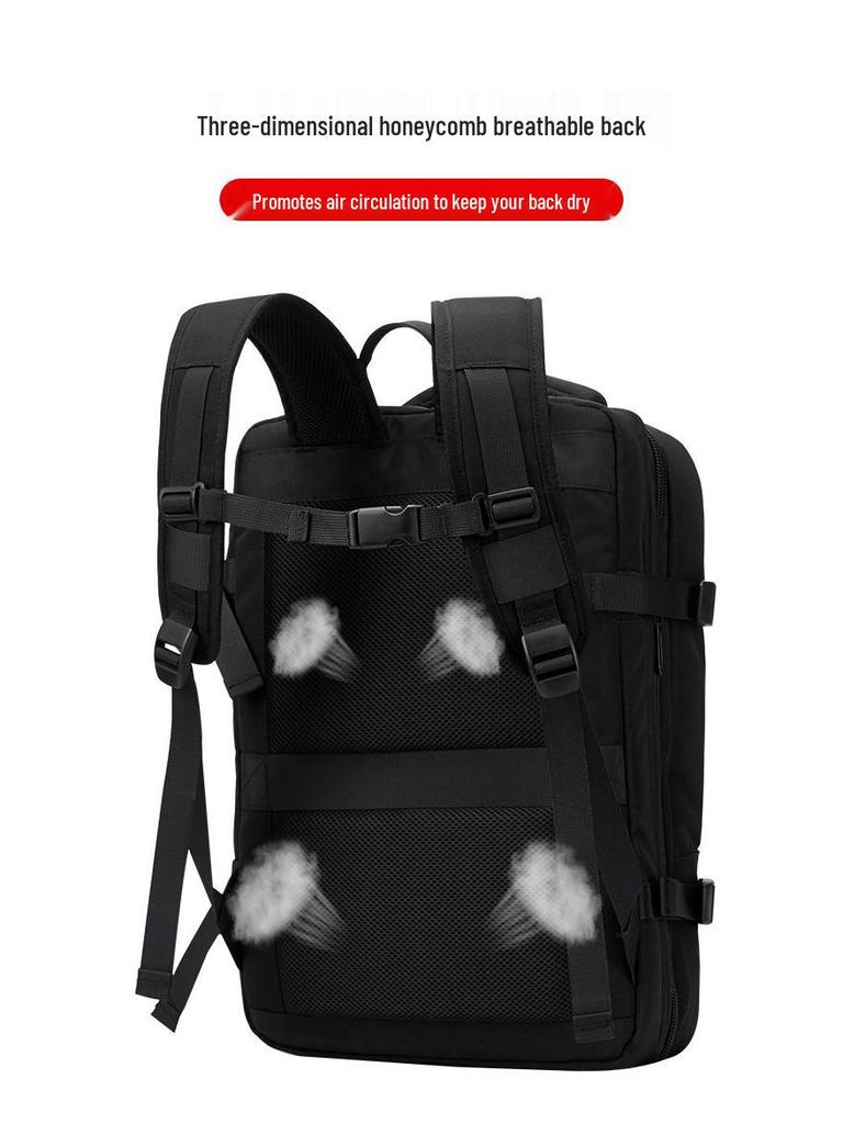 Expandable Cross-Border Travel Backpack with Large Capacity, Wet/Dry Separation and Multi-Functional Design for Business, School, and Travel.