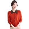 New Fashion Sweater Doll Collar Thin Mom Top Middle-aged Ladies Spring and Autumn Long Sleeve Knitting