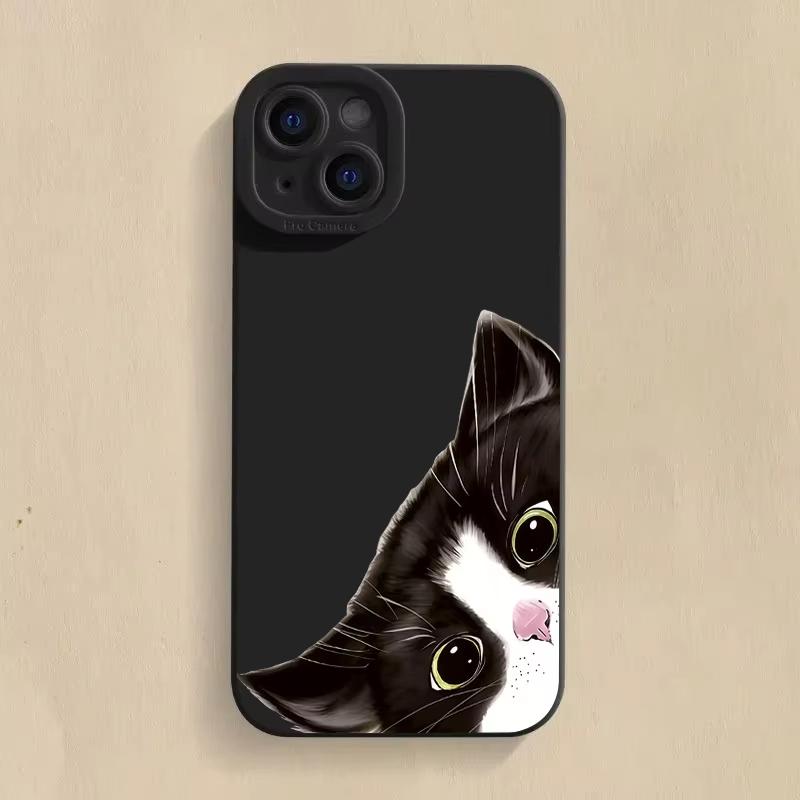 Cute Black Cat Pattern Phone Case For Samsung Galaxy S25 Ultra S24 S23 FE S22 Plus S21S20 A54 A55 A35A15 Soft Silicone Cover