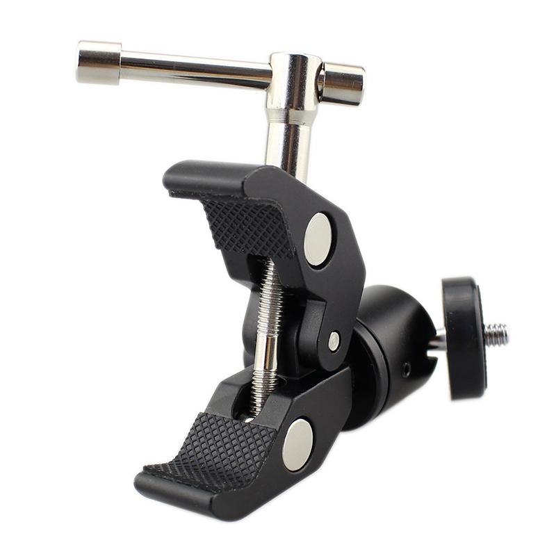 360° Ball Head Clamp 1/4 Screw Tripod Mount, Super CNC Metal Bracket for DSLR Cameras