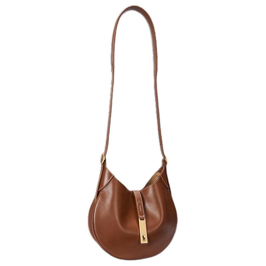 Polo Ralph Lauren Polo ID Gold Hardware Leather Dumpling Shoulder Bag Small Women Shoulder Bag Brown WAPOBAG02V20147200