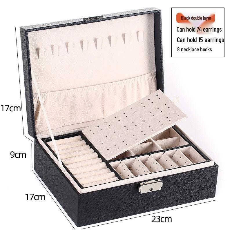 Double-Layer Lockable Jewelry and Ornaments Storage Box with Large Capacity