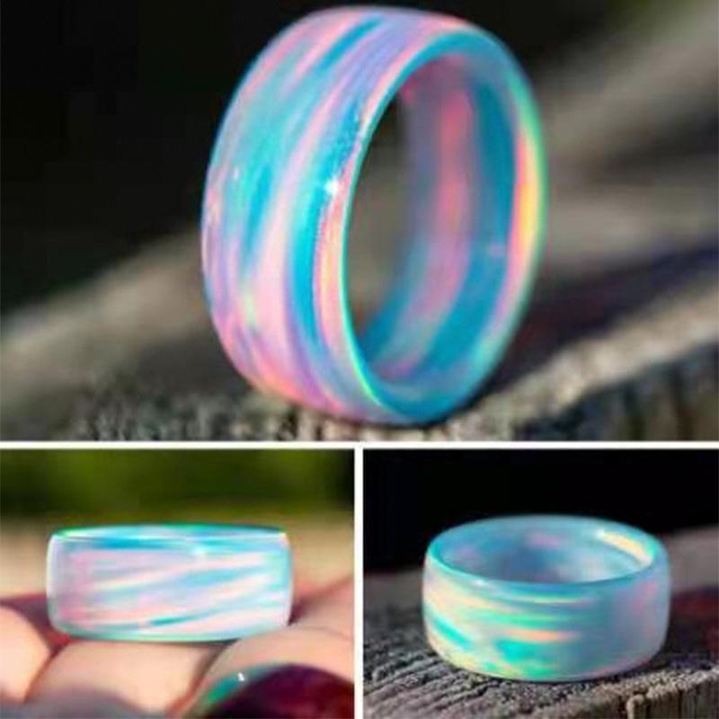 Colorful Rainbow Acrylic Resin Ring – Trendy European & American Style for Women