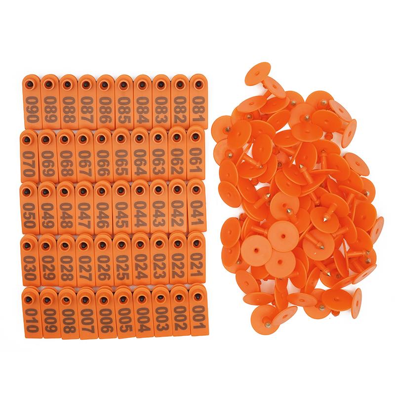 No. 1-500 Sheep Ear Tag Signs with The Word Ear Laser Typing Copper Head Earrings Farm Animal Identification Card 100Pcs