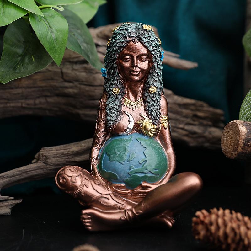 Mother Earth Statue Resin Art Gaia Goddess Sculpture for Mother Day Gift Home Decor