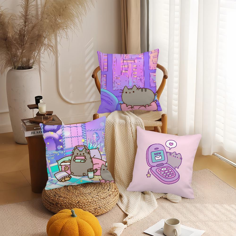 Cartoon Cute P-pusheen-s Pillow Case Applicable Space For Guest Rooms Interiors Cars Office House Decoration