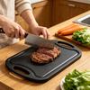 Double-Sided Cutting Board with Non-Slip Handle Lightweight Plastic Chopping Board Dormitory Kitchen Essentials for Fruit Meat