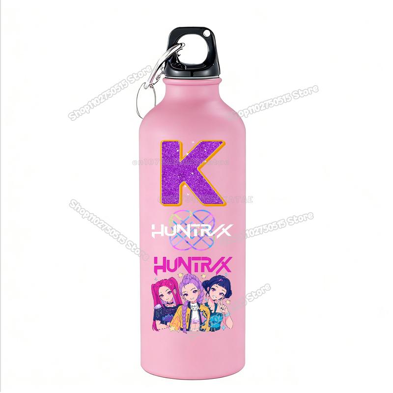 High Quality 500ml KPop Demon Hunters Kids Sport Water Bottle Letter A-Z Rumi Mira Zoey Outdoor Bottle Large Capacity Girl School Drink Cups