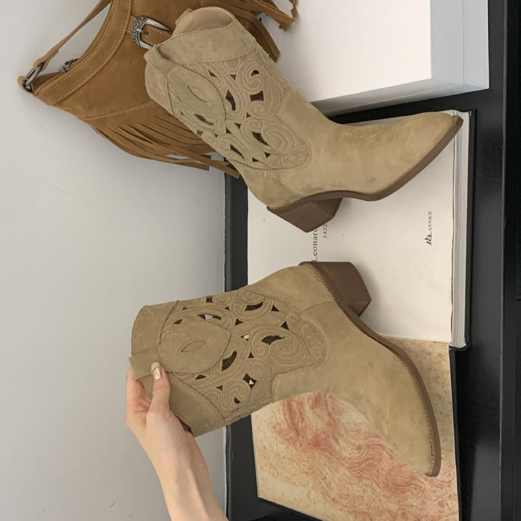 2025 Autumn New But Knee Pointed Knight Boots Thick Heel High Boots Fashion Versatile Sleeve Boots