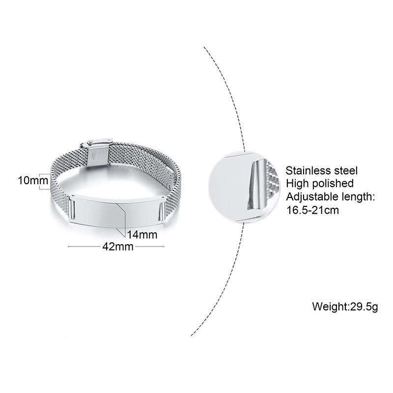 Personalized Mesh Bracelet for Women,Custom Engrave Inspiration Quto Name Wristband, Adjustable Chain Stainless Steel