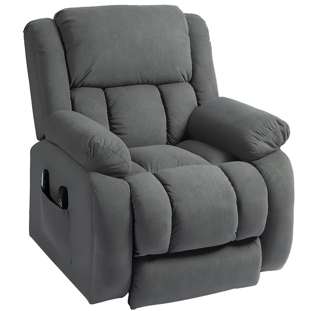 Recliner Armchair Lift Chair, Electric Recliner Chair with Vibration Massage and Heat, Wide Seat, USB Port, Grey