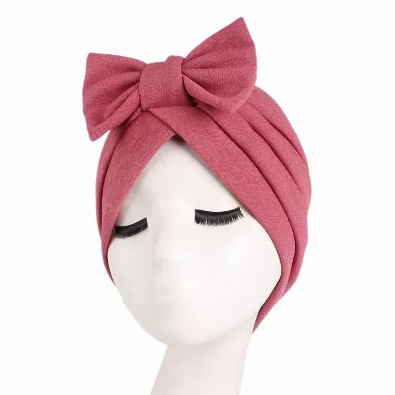 Bowknot Turban Indian Women Muslim Hijab Stretch Chemo Cap Cancer Hat Hair Loss Cover Head Scarf Wrap Beanies Bonnet Headwear