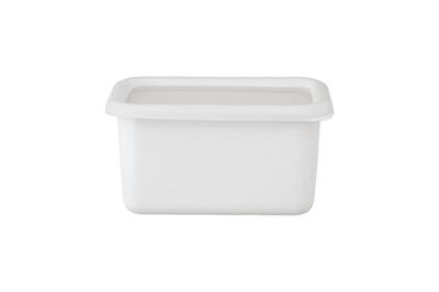 Fuji Emaille Tiefer Vorratsbehälter S mit Gefrierfach-Einsatz Weißer Behälter, Größe, 0,7L, Dose, Deckel, Induktion, Backofen, Kompatibel, KE-DS LW,